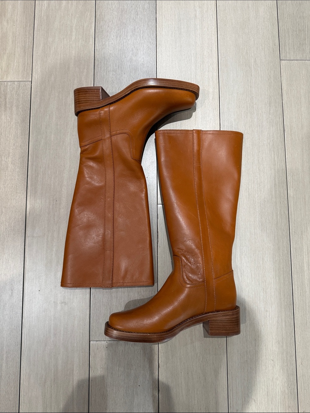 Reformation Cognac Leather Knee-High Boots